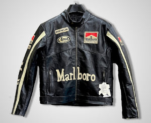 Marlboro Vintage Racing Leather Jacket Black