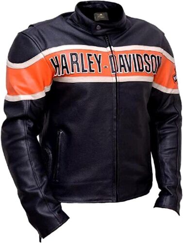 Harley Davidson Jacket Moto Gear Black Cow Leather Jacket for Mens