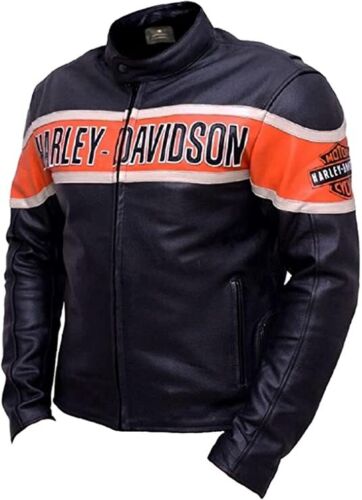 Harley Davidson Jacket Moto Gear Black Cow Leather Jacket for Mens