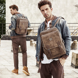 Zee Leather Backpack Men's Fashion Trend Backpack Men's Travel Bag Korean Leisure Youth Student School Bag Computer Bag