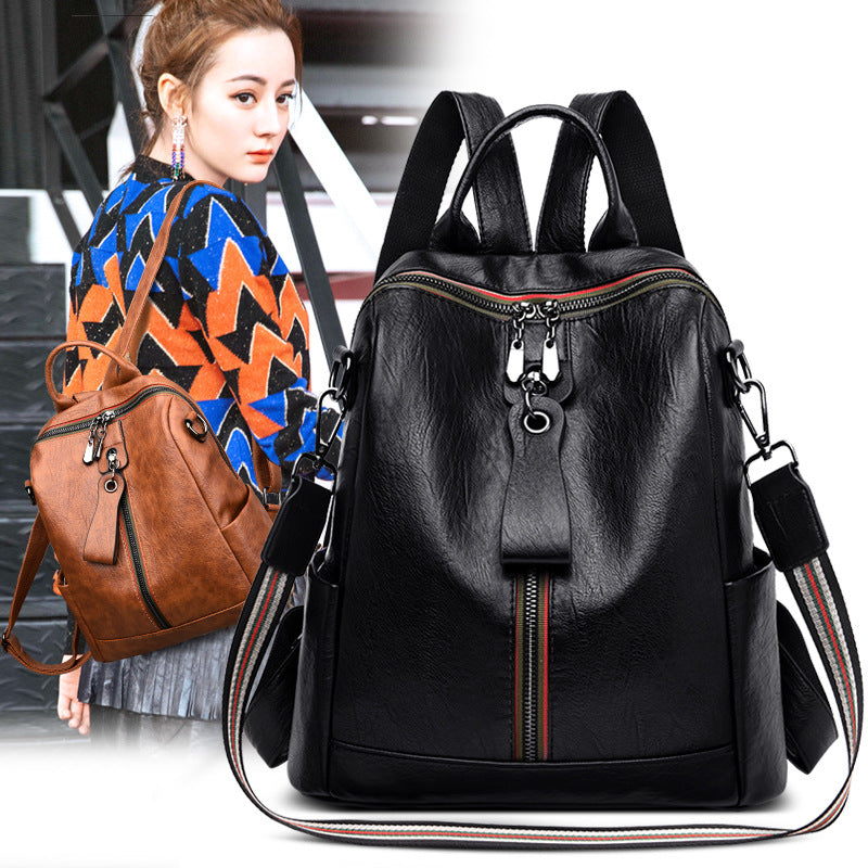 Zee Leather - Soft Leather Female Bag Retro Travel Backpack