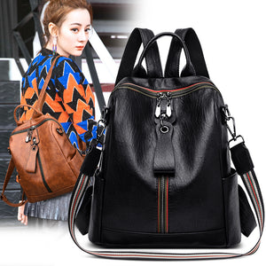 Zee Leather - Soft Leather Female Bag Retro Travel Backpack