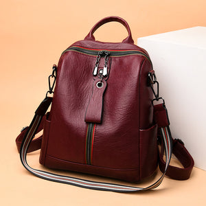 Zee Leather - Soft Leather Female Bag Retro Travel Backpack