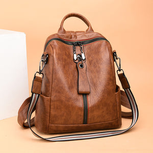 Zee Leather - Soft Leather Female Bag Retro Travel Backpack