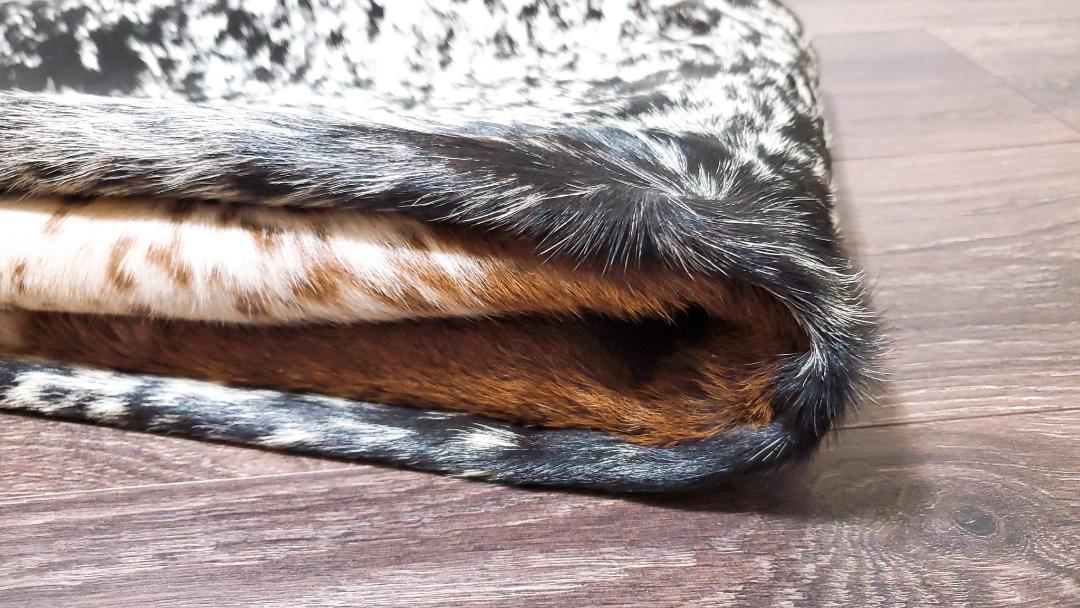 Premium Quality Real Tricolor Cowhide Rug Leather/ Cow Skin Area Rug Hair on Leather Hide 6.5 ft X 6 ft - 36 x 36 sq.ft Approx. (Tricolor 20)