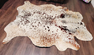 Real Tricolor Cow Skin Area Rug Hair on Leather Hide 6.5 ft X 6.5 ft - 45 x 45 sq.ft Approx. Multicolor Led Lights, Motion Sensor, USB & Battery Power Option