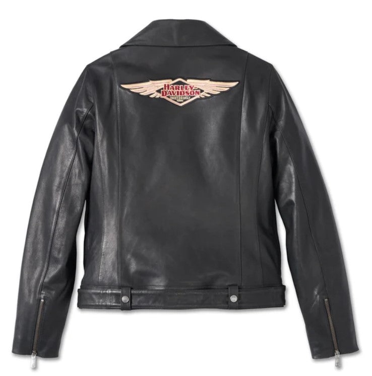 Women's H-D 120th Anniversary D-Pocket Biker Leather Jacket - Black