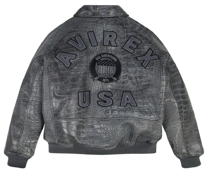 AVIREX LIMITED EDITION DISTRESSED CROC ICON JACKET