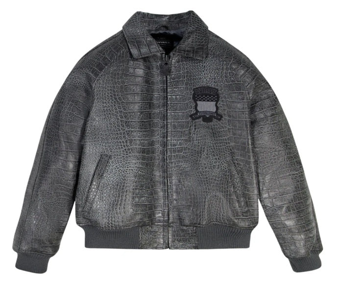 AVIREX LIMITED EDITION DISTRESSED CROC ICON JACKET