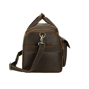 Zee Leather - Men's Crazy Horse Leather Travel Bag Cow Leather Big Travel Duffel Durable Cowhide Weekend Bag Man Genuine Leather Luggage Bag