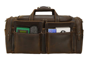 Zee Leather - Men's Crazy Horse Leather Travel Bag Cow Leather Big Travel Duffel Durable Cowhide Weekend Bag Man Genuine Leather Luggage Bag