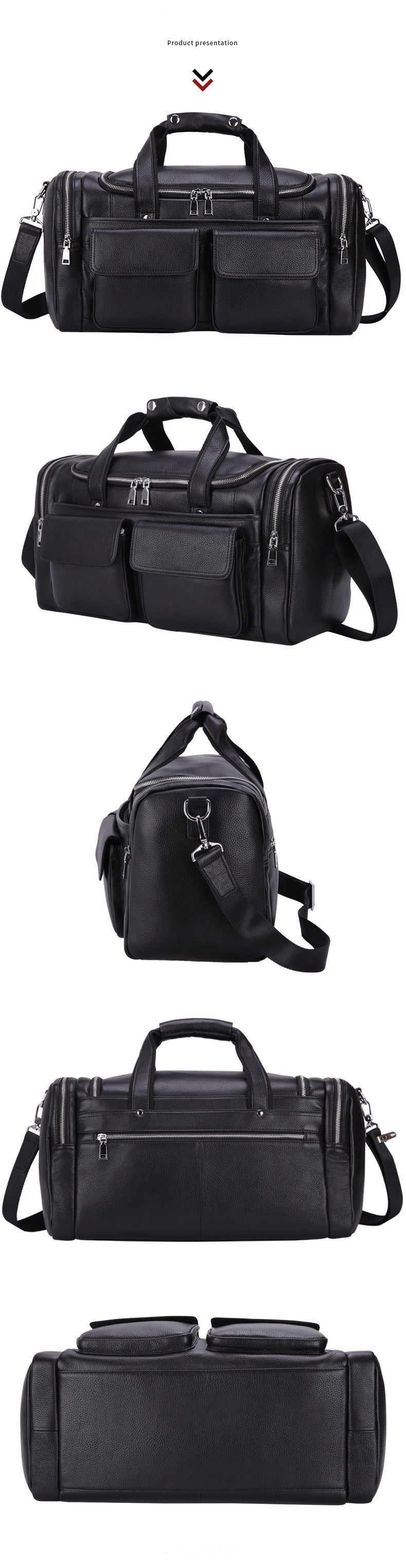 Zee Leather - Men's Crazy Horse Leather Travel Bag Cow Leather Big Travel Duffel Durable Cowhide Weekend Bag Man Genuine Leather Luggage Bag