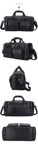 Zee Leather - Men's Crazy Horse Leather Travel Bag Cow Leather Big Travel Duffel Durable Cowhide Weekend Bag Man Genuine Leather Luggage Bag