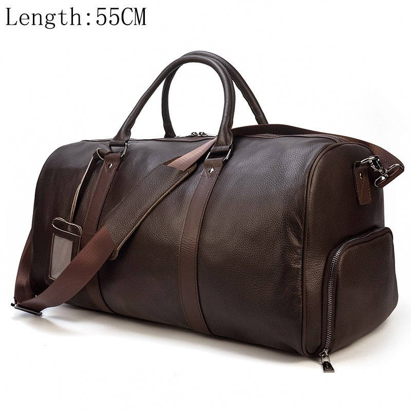 Zee Leather - Large Luggage/ Travel made of Cowhide Genuine Leather Travel Duffle Bag
