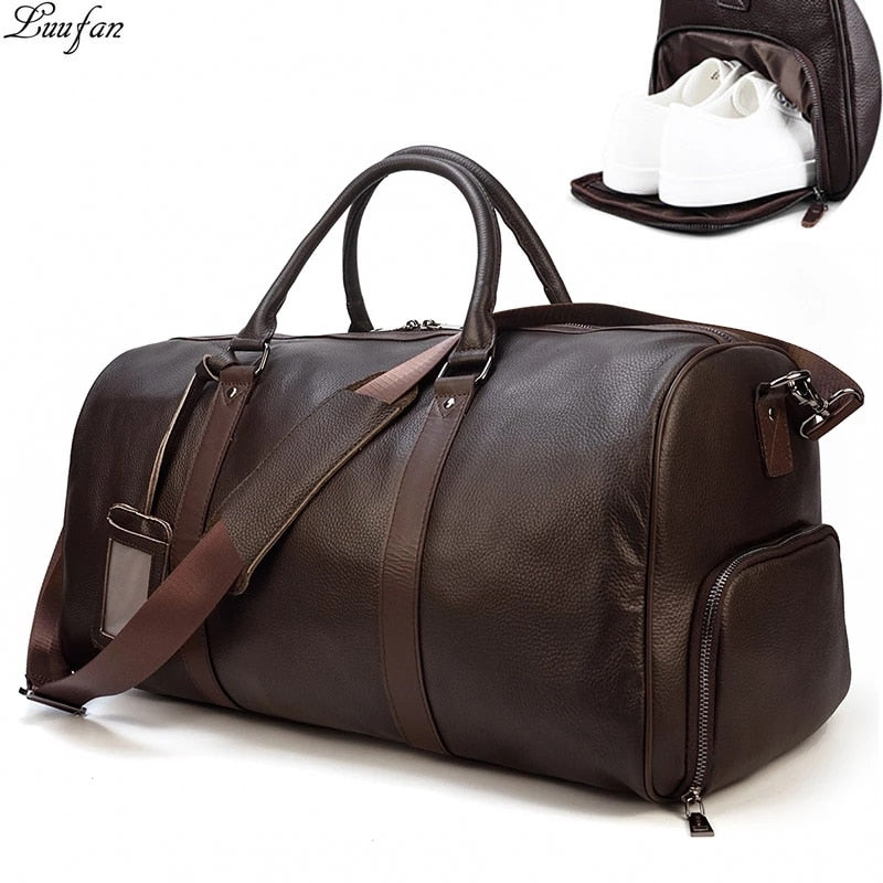 Zee Leather - Large Luggage/ Travel made of Cowhide Genuine Leather Travel Duffle Bag