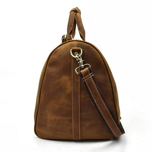 Zee Leather - Men's Crazy Horse Leather Travel Bag Cow Leather Big Travel Duffel Durable Cowhide Weekend Bag Man Genuine Leather Luggage Bag