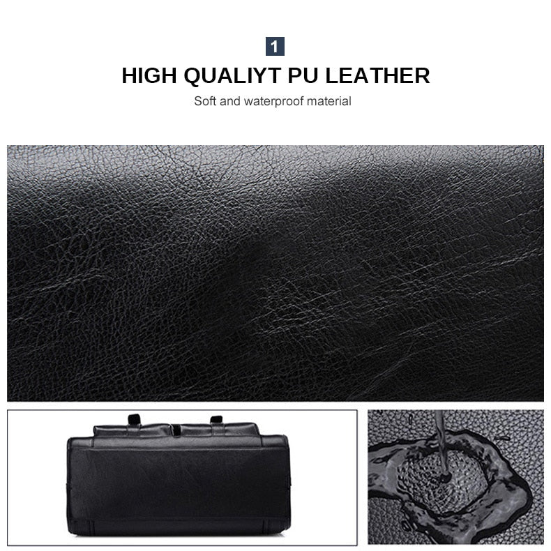 Zee Leather – Men’s Leather Black Briefcase Business Handbag Messenger Bags Male Vintage Shoulder Bag Large Laptop Travel Bags