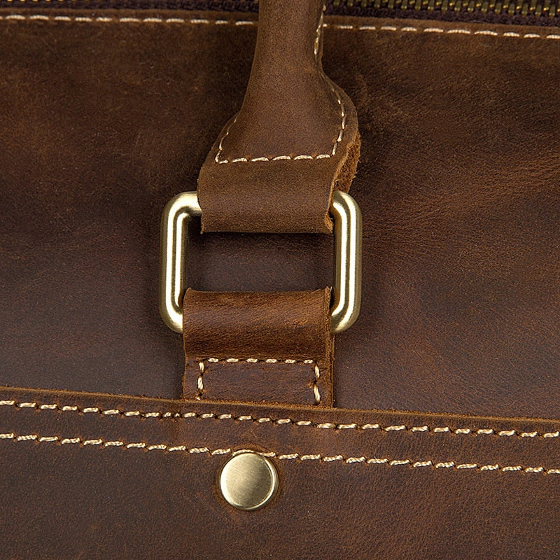 Zee Leather - Men's Crazy Horse Leather Travel Bag Cow Leather Big Travel Duffel Durable Cowhide Weekend Bag Man Genuine Leather Luggage Bag