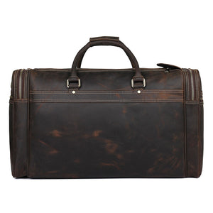 Zee Leather - Men's Crazy Horse Leather Travel Bag Cow Leather Big Travel Duffel Durable Cowhide Weekend Bag Man Genuine Leather Luggage Bag