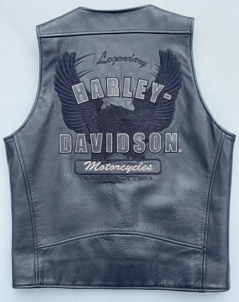 Harley Davidson Men’s ELEMENTS Black Eagle Leather Vest