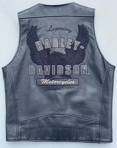 Harley Davidson Men’s ELEMENTS Black Eagle Leather Vest