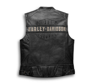 Harley Davidson Men's Embroidered Passing Link Leather Vest