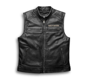 Harley Davidson Men's Embroidered Passing Link Leather Vest