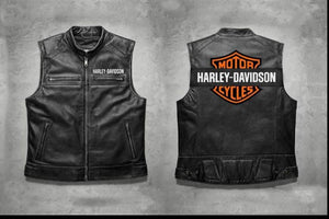 Harley Davidson Men's Motorcycle Embroidered Patch Leather Vest