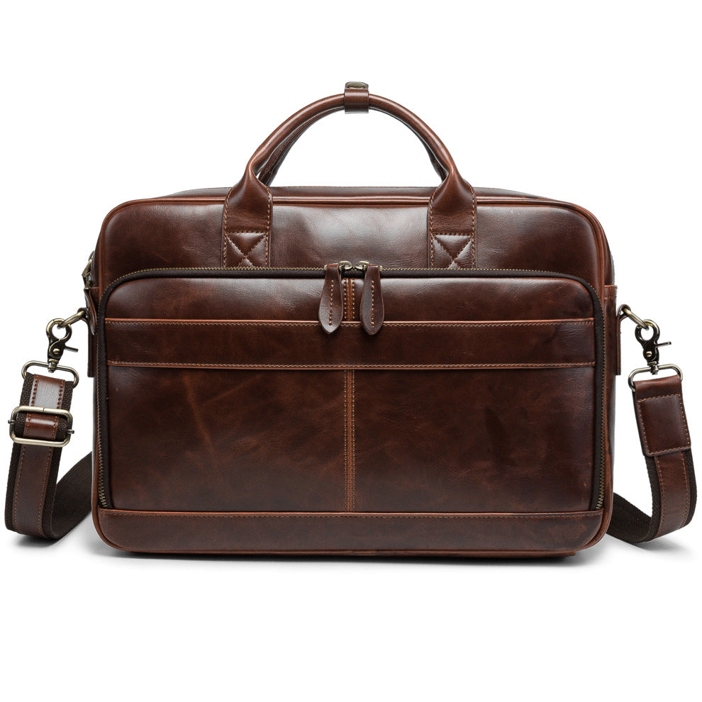 Zee Leather - Horse Leather Shoulder Bag for Men’s Leather Laptop Bag Portable Briefcase