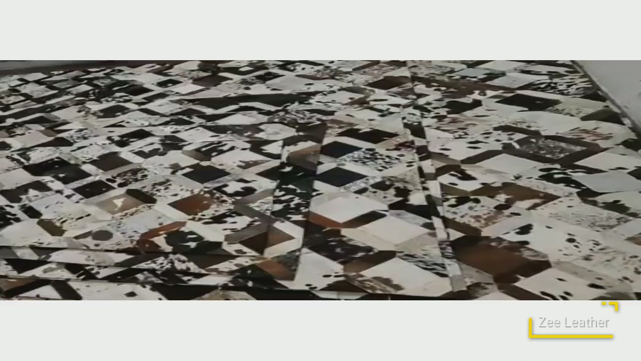 Cowhide patchwork rug