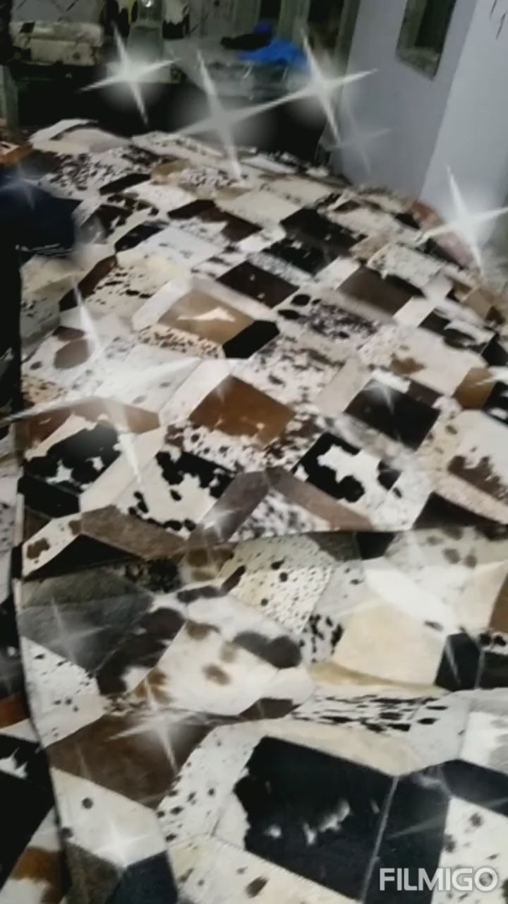 Cowhide patchwork rug